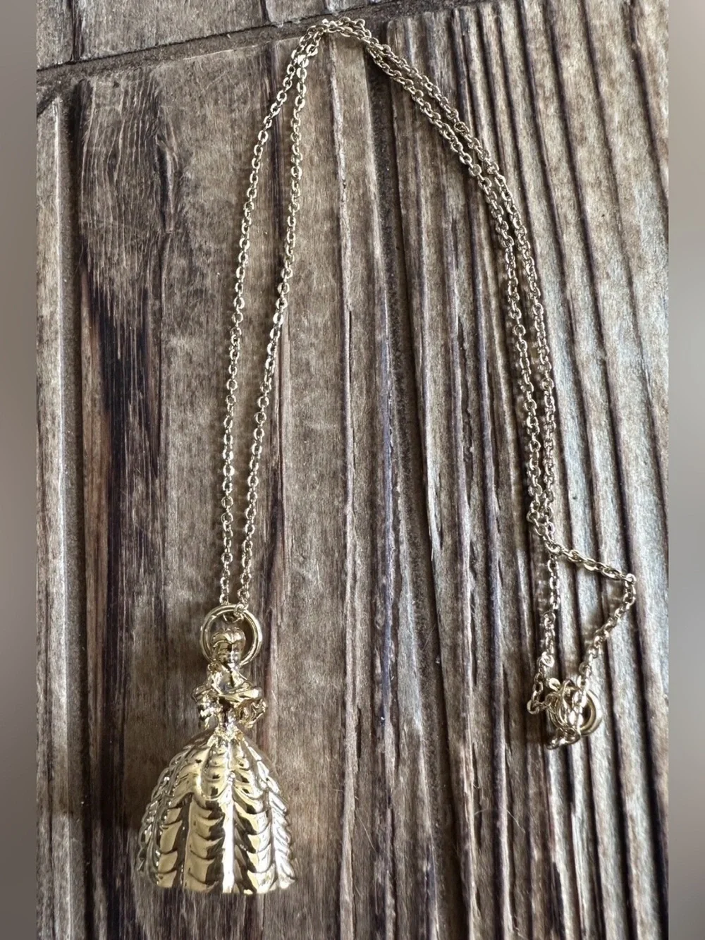Lot of 7 Belle Disney Gold Tone Pendant On 18” Chain Necklace Beauty & The Beast